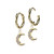 PVD Gold Dangle Crescent Moon CZ Huggie Hoops