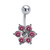 Pink CZ Flower Belly Rings