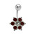 Red CZ Flower Belly Rings