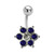 Blue CZ Flower Belly Rings