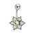 Clear & Aurora Borealis CZ Flower Belly Rings
