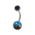 Acrylic Blue and Black Flames (14g) Belly Button Ring 
