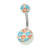 Acrylic Blue Red Heart Belly Button Ring