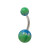 Acrylic Green Blue Flames Belly Button Ring Piercing