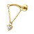 PVD Gold Dangle Hear CZ Labret Studs