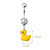 Dangling Yellow Duck Crystal CZ Belly Rings