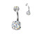 Titanium 24K Gold Plated Moissanite Belly Button Rings