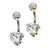 Trinity Heart CZ Belly Button Rings