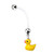 Externally Threaded Dangle Duck Long Belly Button Ring