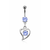 Lavender CZ Heart Dangle Belly Ring Piercing