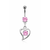 Clear CZ Heart Dangle Belly Ring Piercing