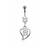 Rose CZ Heart Dangle Belly Ring Piercing