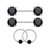 Black CZ Captive Bead Rings & Nipple Barbells