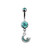 Aquamarine CZ Moon Star Dangle Belly Rings