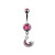 Rose CZ Moon Star Dangle Belly Rings