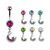 Moon Star CZ Dangle Belly Button Rings