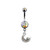 Aurora Borealis CZ Moon Star Dangle Belly Rings