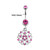 14G Dangle Heart CZ Belly Rings