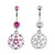 Paved Heart Shield CZ Dangle Belly Button Rings