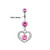 14G Dangle Heart CZ Belly Ring