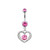 Rose CZ Heart Dangle Belly Rings