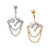 Double Rope Chain Heart CZ Belly Rings