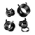 PVD Black Devil Horn Screw Fit Tunnels