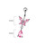 14G Butterfly Dangling Pink CZ Belly Button Ring Navel Piercing Jewelry