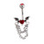 Surgical Steel Red Heart Dangle Chain Bat Wing Belly Ring