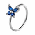 Blue CZ Butterfly Bendable Hoop Ring