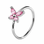 Pink CZ Butterfly Bendable Hoop Ring