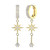 PVD Gold Starburst Paved CZ Hoop Earrings