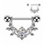 Surgical Steel Heart Vine CZ Dangle Nipple Barbell Shield