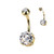PVD Gold Clear CZ Belly Button Ring Piercing