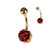 PVD Gold Red CZ Belly Button Ring Piercing