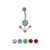 14 gauge Arrow Pointing Down Surgical Steel Belly Ring with Cz Jewel