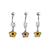 14g Belly Navel Dangle Surgical Steel Pastel Flower Design