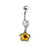 Red CZ Dangle Pastel Flower Belly Ring Piercing