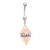 Pink Diamond Shaped Paved CZ Dangle Belly Rings
