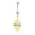 Yellow Diamond Shaped Paved CZ Dangle Belly Rings
