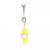 Yellow Eye Dangle Heart Belly Ring Piercing