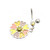 14G Dangle Pastel Heart Flower Belly Ring