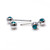 Pair of  Barbell Nipple Rings Surgical Steel with Turquoise Jewels (6mm) 