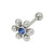 Barbell Tongue Ring Surgical Steel with Jeweled Flower Design