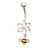Enamel Flower and Bee Dangle Belly Button Ring 14ga Surgical Steel 