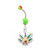 Rasta Marijuana Pot Leaf Dangle Belly Button Ring 14ga