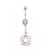 Crown Design 14G 316L Surgical Steel Dangle Belly Button Ring with CZ Jewels