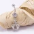 Steel 14G Dangle Paved CZ Crown Belly Button Ring