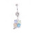 Leaf Flower Dangle CZ Belly Button Ring