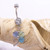 14G Leaf Flower Dangle CZ Belly Ring